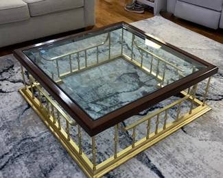 Gold Metal Frame with Glass Insert Coffee Table