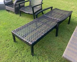 Black/Brown Armed Rattan Chaise Lounger