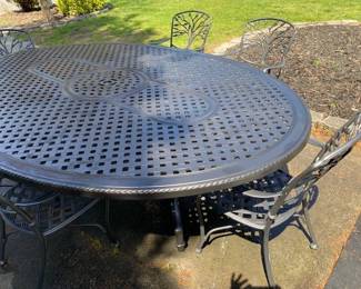 Large Carlisle Black Cast Aluminum Oval Table 72 X 102 inches