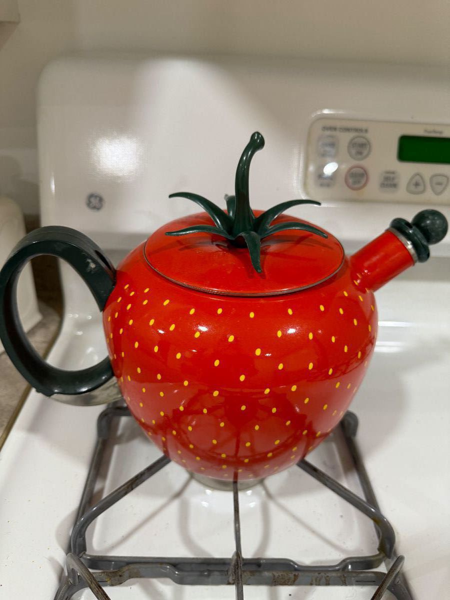 Strawberry Enamel Tea Kettle