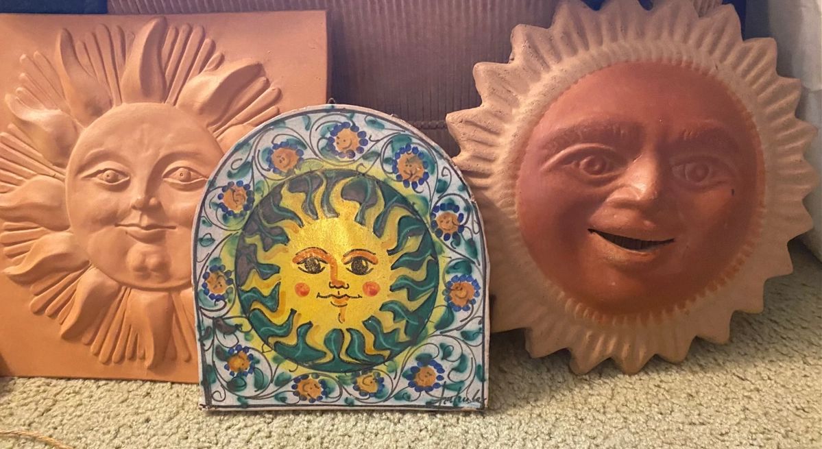 A1 Ceramic Sun Face Garden Plaques