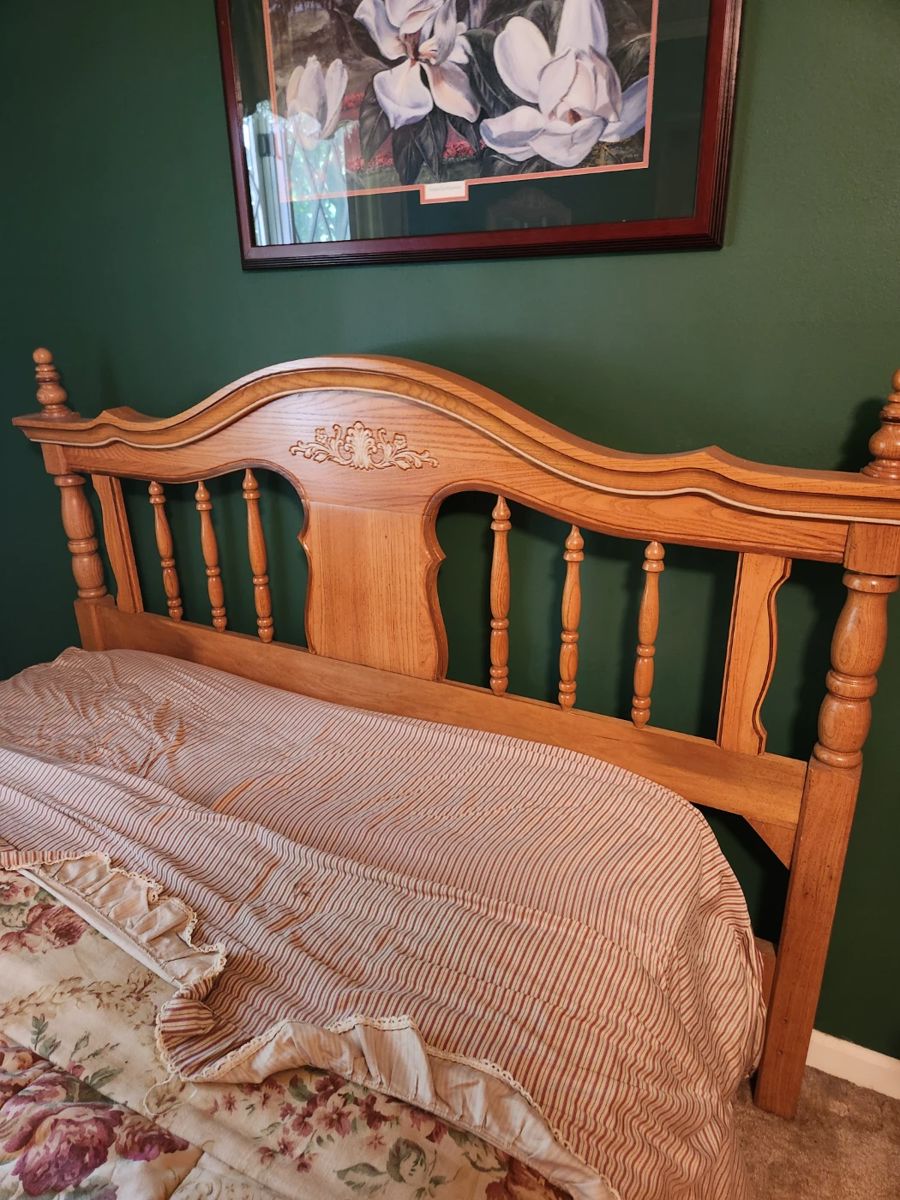 Full size bed includes frame, mattress and box springs 
