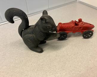 Cast iron squirrel nutcracker, cast iron toy racecar