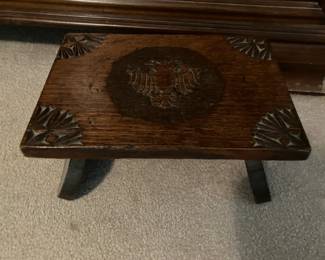 Antique carved wood footstool