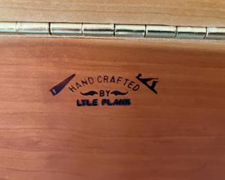 Label on handcrafted cedar chest