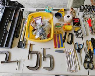 Assortment of Clamps, Scissors, Wrenches, Socket Wrenches