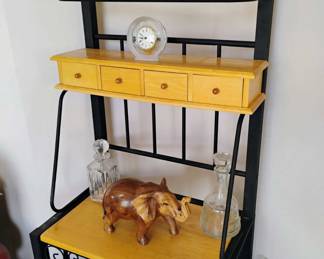 Black Iron and Pine Bakers Rack