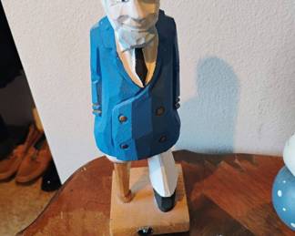 Carved Wood Captain with Peg Leg Sculpture