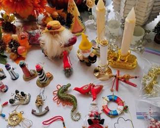 Assortment of Christmas Decor and Ornaments