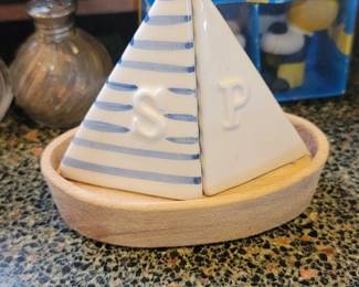 Sailboat Themed Salt & Pepper Shaker Set