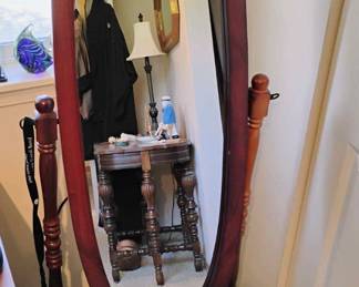 Oval Cherry Wood Floor Mirror