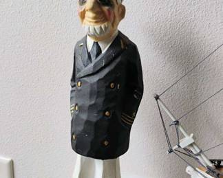 Carved Wood Sea Captain Sculpture
