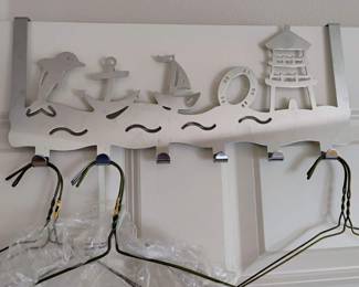 Nautical Themed Over the Door Metal Coat Rack