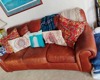 Rust Brown Leather Couch