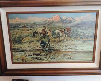 Framed & Matted Montana Landscape Print by Charles Marion Russell