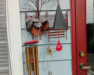 Bronze Tone and Red Wind Chimes, Iron Triangle Wind Chime