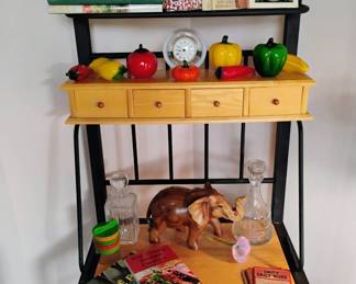 Black Iron and Pine Bakers Rack