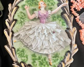 Occupied Japan 3d Porcelain Ballerina Plaque