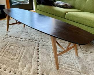 Drexel Walnut Surfboard Coffee Table