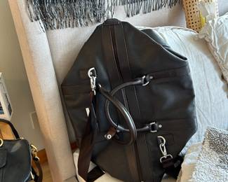 Brooks Brothers Black Leather Duffle Bag

