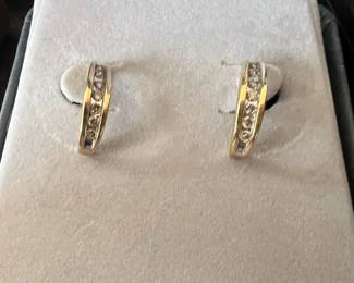 14K Gold and Diamond Loop Earrings