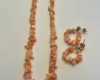 Pink Coral Necklace & Earrings