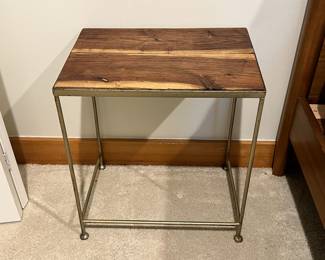 Rustic Metal and Wood Top Side Table