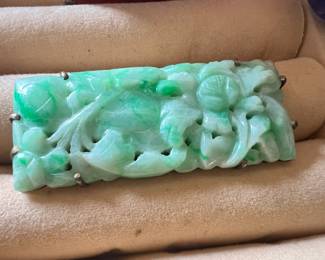 Carved Jade Brooch 