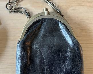 Black Leather Clutch Purse
