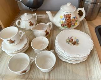 Miniature Dollhouse Teddy Bear Tea Set 