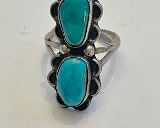 Sterling & Double Turquoise Ring