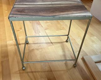 Rustic Metal and Wood Top Side Table