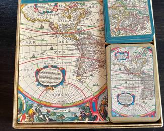 Caspari World Map Bridge Gift Set 