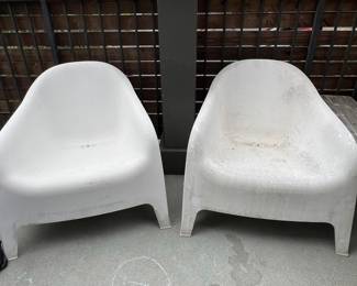 Pair of Ikea Skarpo White Outdoor Arm Chairs