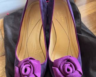 Kate Spade Purple Suede Flower Bow Pumps
