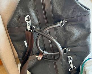 Brooks Brothers Black Leather Duffle Bag
