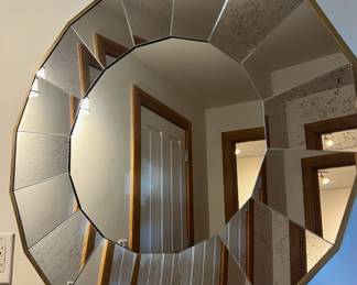 Mid-Century Modern Scalloped Round Wall Mirror