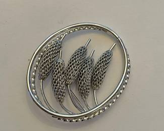 Sterling Reed Flower Brooch