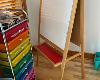 Ikea Mala Double Sided Whiteboard Easel, Multicolored 10 Drawer Rolling Cart
