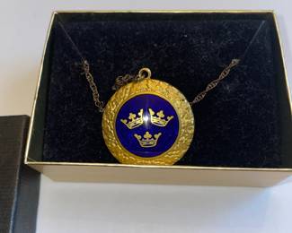 Sporrong Triple Crown Blue Enamel Necklace
