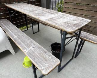 German Beer Garden Table and Benches