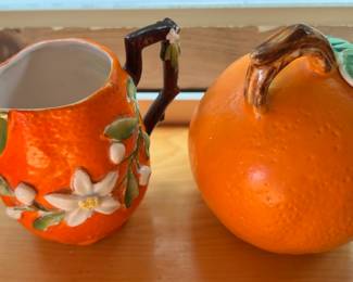 Ceramic Orange Plante Creamer Pitcher - Made in Germany, Ceramic Orange Canister