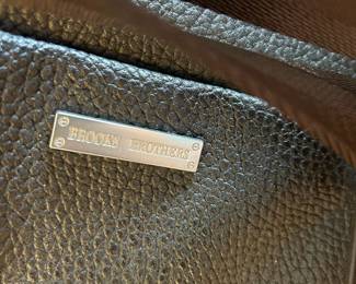 Brooks Brothers Black Leather Duffle Bag
