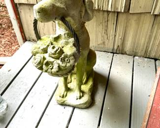Stone Dog with Basket