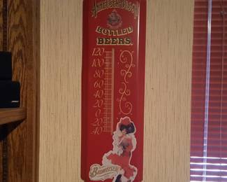 Anheuser-Busch Vintage Metal Thermometer Sign