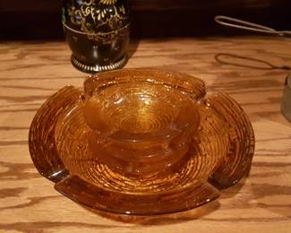 Vintage Amber Glass Ash Trays