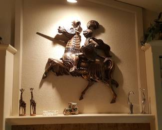 Handcrafted 3D Medieval Knight & Horse Finesse Original Fiberglass Wall Decor