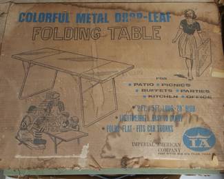 Metal Drop-Leaf Folding Table For Patio Picnics Buffets & More By Imperial American Company