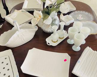 Beautiful white and milk glass items