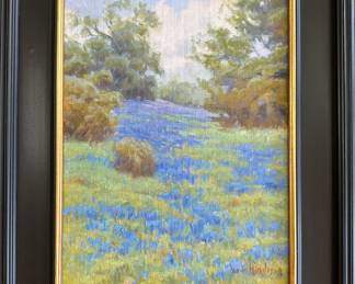 Janice Hindes original oil Poteet Bluebonnet Scene from Rillie Mosley home   12X16